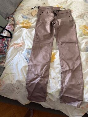 rag & bone Metallic Mauve Straight-Leg Jeans